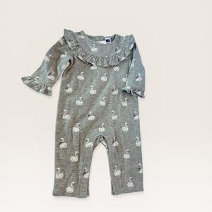 Janie and Jack Gray Swan Ruffle Bodysuit